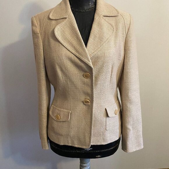 Talbots Tan/Cream Tweed blazer, size 8 - Picture 1 of 3